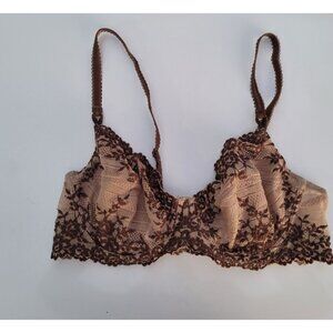 Wacoal Lace Underwire Bra 36C Beige Brown Adjustable Straps